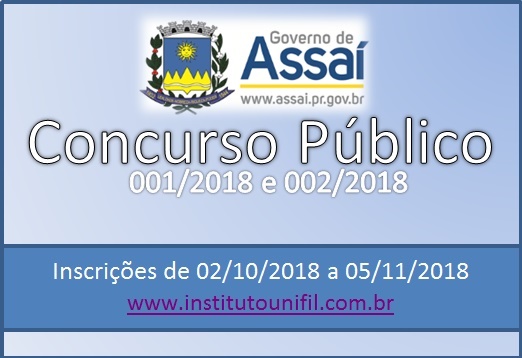 Prefeitura de Assaí abre concurso público