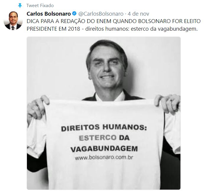Em meio à polêmica do Enem, Bolsonaro chama direitos humanos de “esterco da vagabundagem”