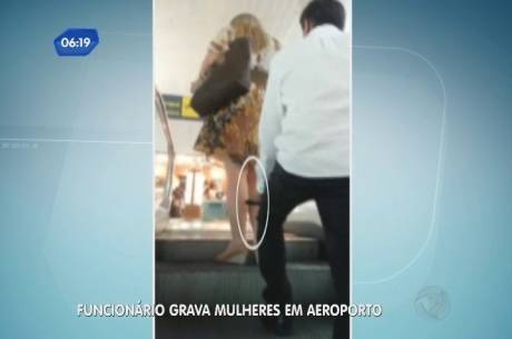 Vídeo flagra momento em que funcionário de aeroporto filma partes íntimas de mulher em escada rolante