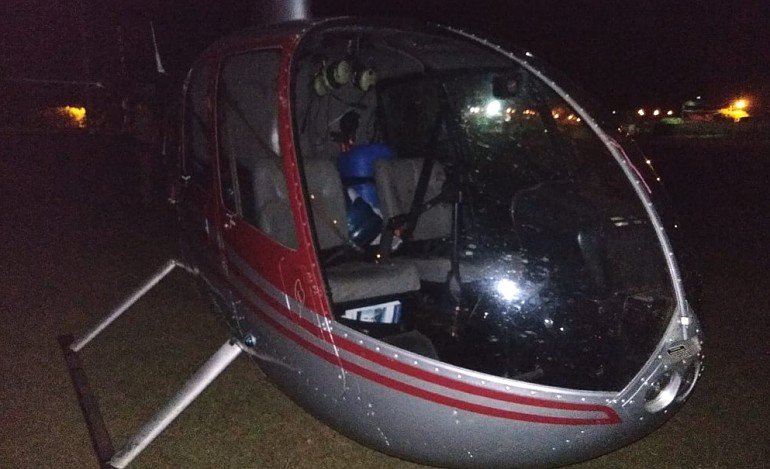 Em Cambará, após pouso forçado, helicóptero com drogas é apreendido