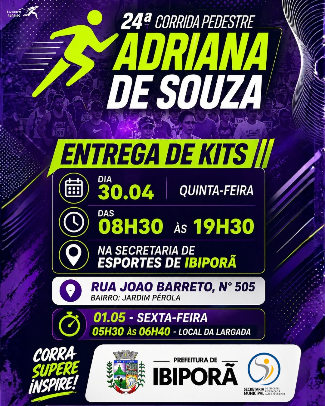 🏃‍♂️ Atenção, Atletas! Entrega de Kits da 24ª Corrida Adriana de Souza é Hoje
